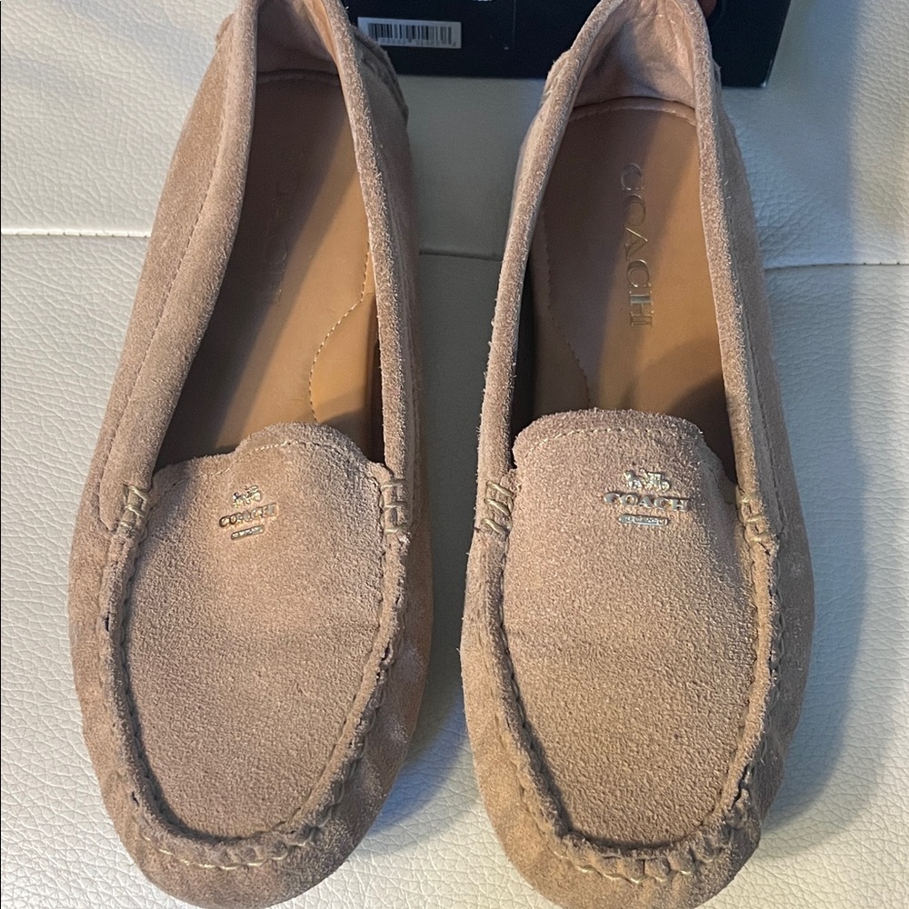 Coach Women's Beige Suede Moccasins